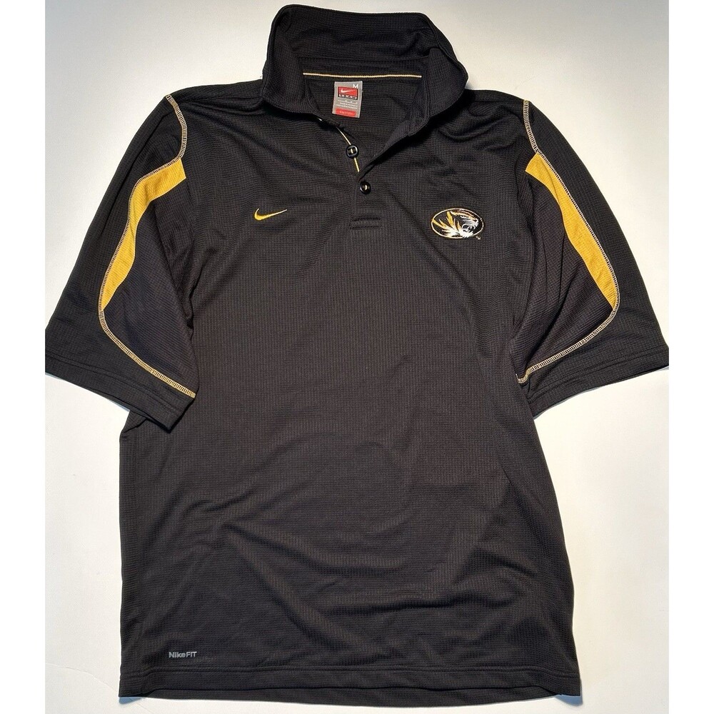 Vintage Nike Team Missouri Tigers Men’s Polo Size M Medium Black Shirt Fit Dry